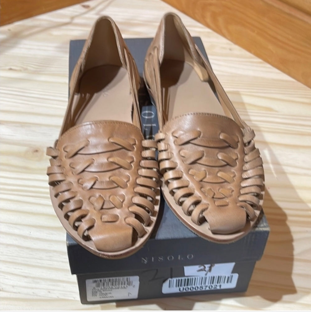Nisolo Women's Woven Leather Flats in Brown